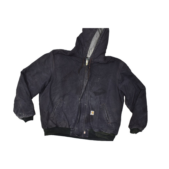 Carhartt FR Duck Active Jacket Hooded Work Black Size XL Stained 101621-001 - Picture 1 of 8